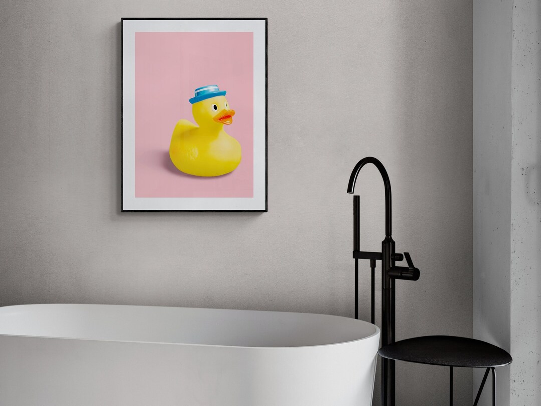 Rubber Duck Pop Art Printable, Pink Duck Poster, Bathroom Decor, Fun ...