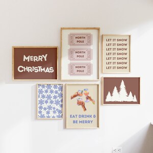 Galerij Set van 6 kerstafdrukken, kerstboho decor, kerstafdrukbaar, minimalistische kerstmuurkunst neutraal kerstprint vakantiedecor
