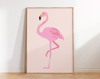 flamingo printable wall art, Pink flamingo Art Print, Blush Pink Jungle Poster, Minimal Art, Modern Wall Art, bird art, boho trendy decor