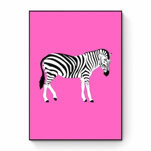 Colorful Zebra Art Print, Jungle Poster, Zebra Pop Art, Pink Wall Art, Animal Poster, contemporary Art, Retro Poster, Y2K Poster