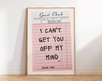 Guest Check print, pink and red wall art, Romantic Wall Art, Girly Valentines Home Decor, Trendy College Dorm Apartment Decor Y2k