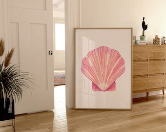 Trendy Seashell Poster Coastal Print Beach House Beachy Surf Retro Preppy Dorm Decor Vintage Aesthetic Girly Maximalist Bar Cart Decor