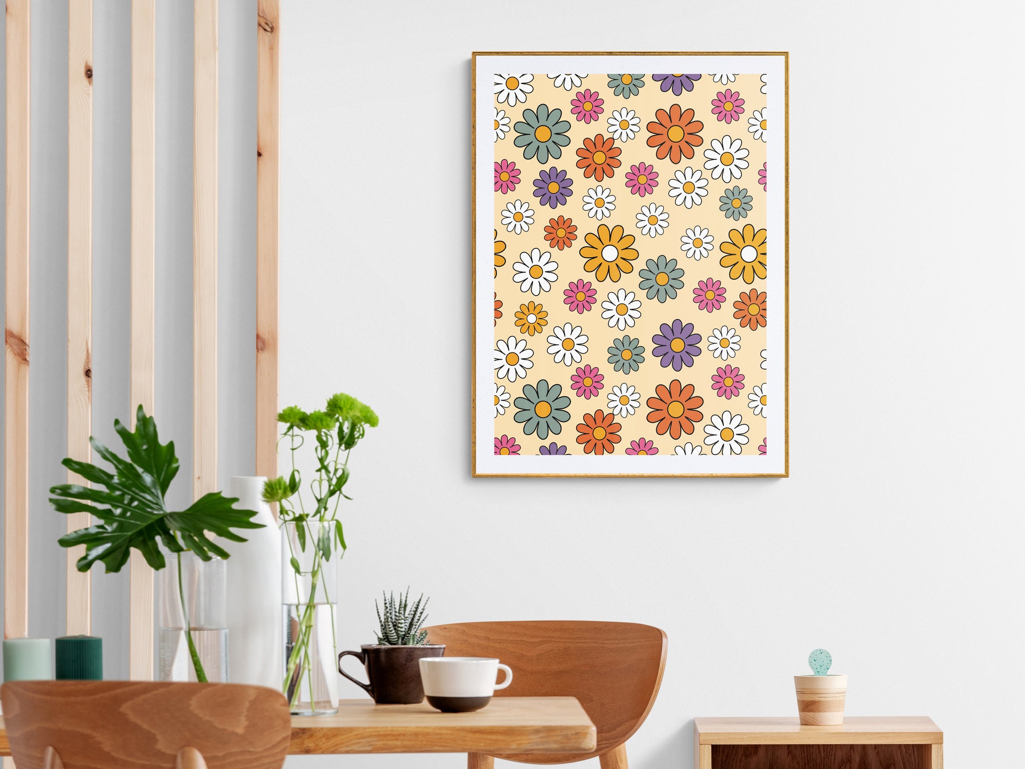 70s Groovy Flowers Digital Art Retro Wall Print Digital Download Print ...