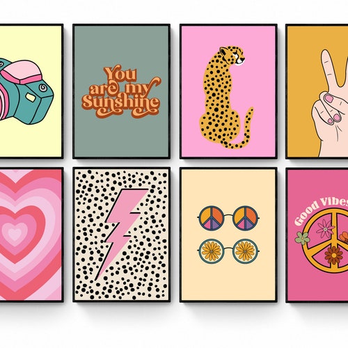 Retro Wall Art Set of 11 Trendy Art Print Bundle Dorm Wall Etsy