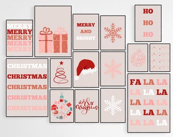 Set of 15 Christmas Prints, Christmas Printable Wall Art, Merry Christmas Print, Christmas Wall Art, Set of 15 Printables, Xmas Wall Art Set