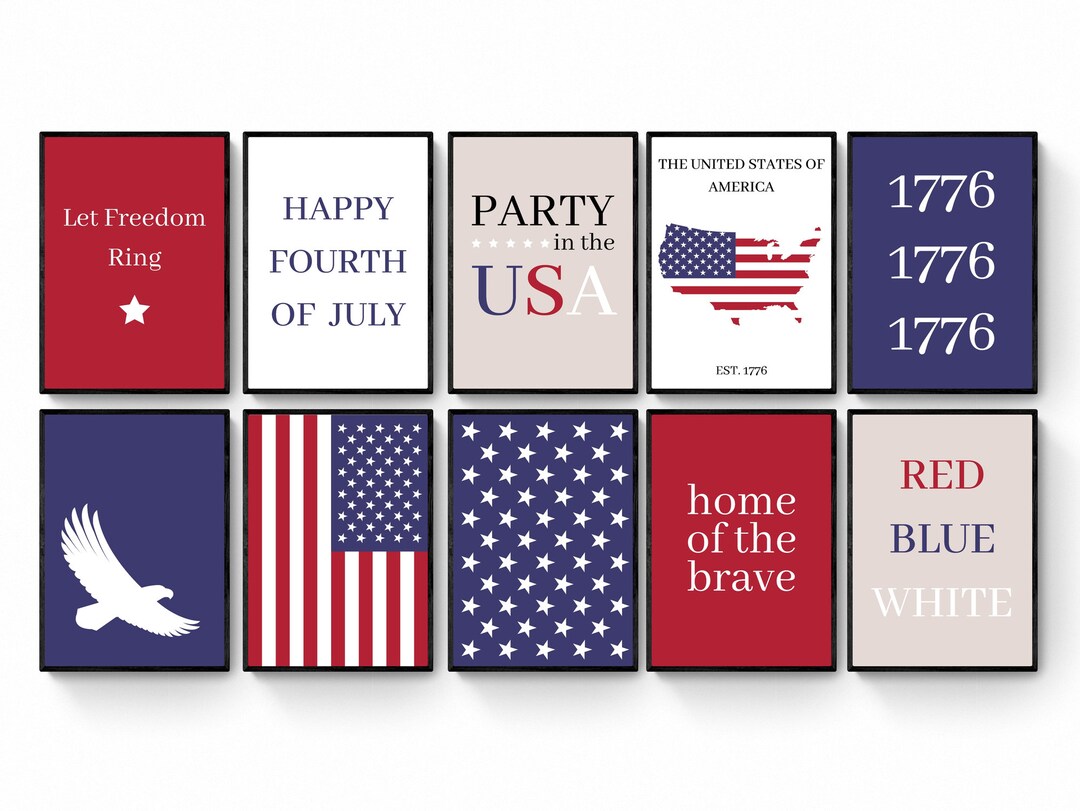 4th of July Printable Gallery Wall Art Bundle, 4th of July Decor Bundle ...