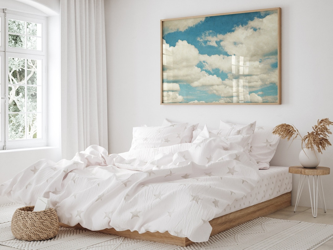 Vintage Cloud Painting, Vintage Sky Art, Blue Abstract, Trandy ...