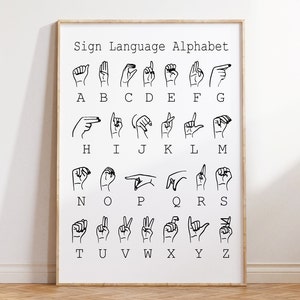American Sign Language Poster, ASL Alphabet, Printable Wall Art, Rainbow Classroom Decor, abc Print, Homeschool Decor, Educational Posters