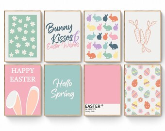 Easter 8 Printables Gallery Wall Art Set, Minimalist Spring Art Prints, Easter Danish Pastel Home Decor, Instant Download, spring wall art
