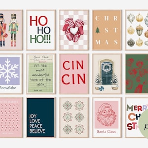 Set of 36 Christmas Gallery Wall Bundle, Christmas Digital Download, Xmas Wall Art, Christmas Wall Decor, Colorful Christmas Printable