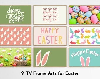 Set of 9 Frame Tv Art, Easter Tv Art Set, Easter Art, Easter Quote Art, Art for TV, Frame Art Tv, Easter Bunny Art, Digital Art