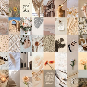 200 piezas Kit de collage neutro Estético Boho Boujee Foto Decoración de pared Beige Crema Marrón Moda Arte de la pared Impresiones Decoración Elegante Glam Dormitorio Decoración de la habitación