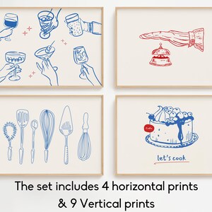 kitchen prints | 9 printables | trendy kitchen wall... Trendy Kitchen 12 Wall Art Mega Bundle, Cute Dining Room Wall Art, Food ...