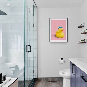 Rubber Duck Pop Art Printable, Pink Duck Poster, Bathroom Decor, Fun ...