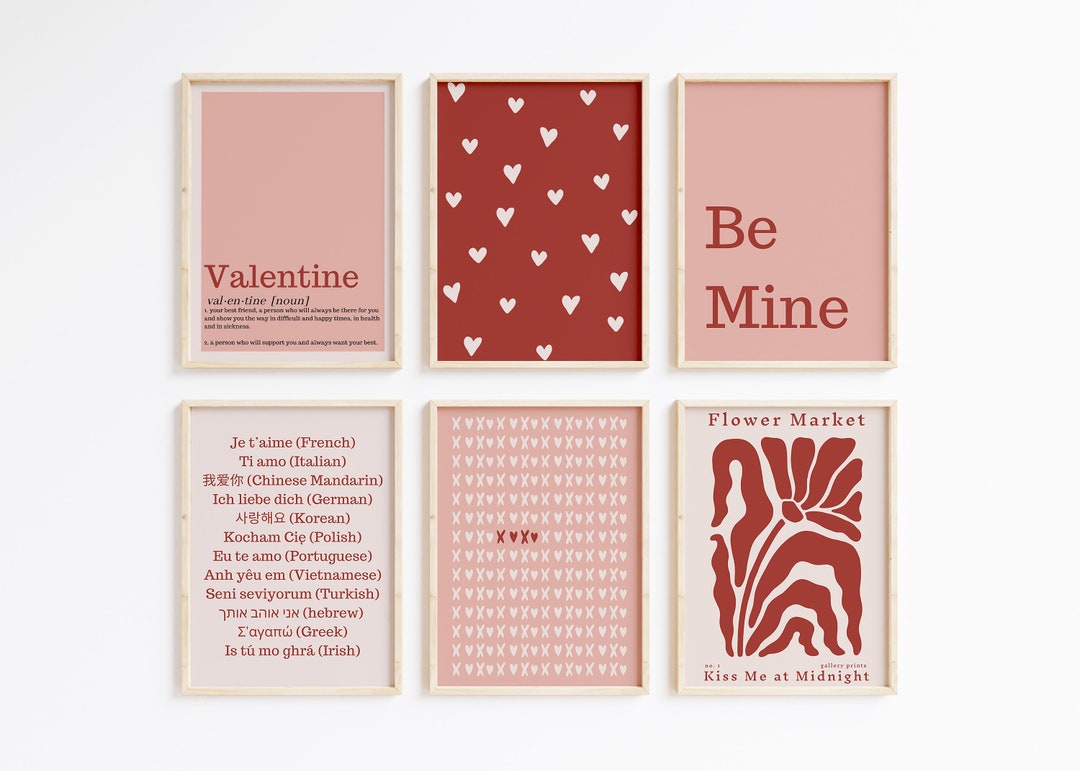 Valentines Day Decor Set of 6 Printables, Valentines Day Printables ...