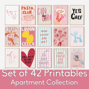 42 Maximalist Gallery Wall Art, Eclectic Print Set, Trendy Aesthetic Girly Art Dopamine Decor College Room Decor, Colorful Preppy Room Decor