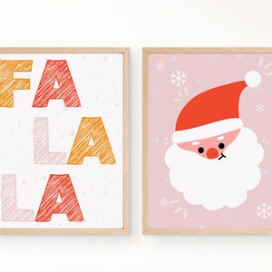 Pink Christmas Set of 7 Printables, Christmas Printable Wall Art, Merry Christmas Print ...