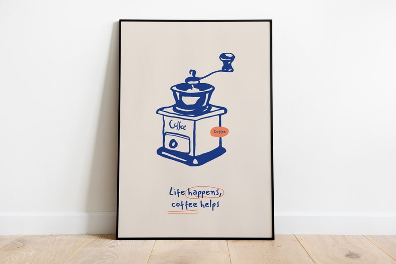 kitchen print, coffee & cake | kitchen prints, wall... Coffee Set of 2 Printables, Food Print, Modern Kitchen Decor, Blue ...