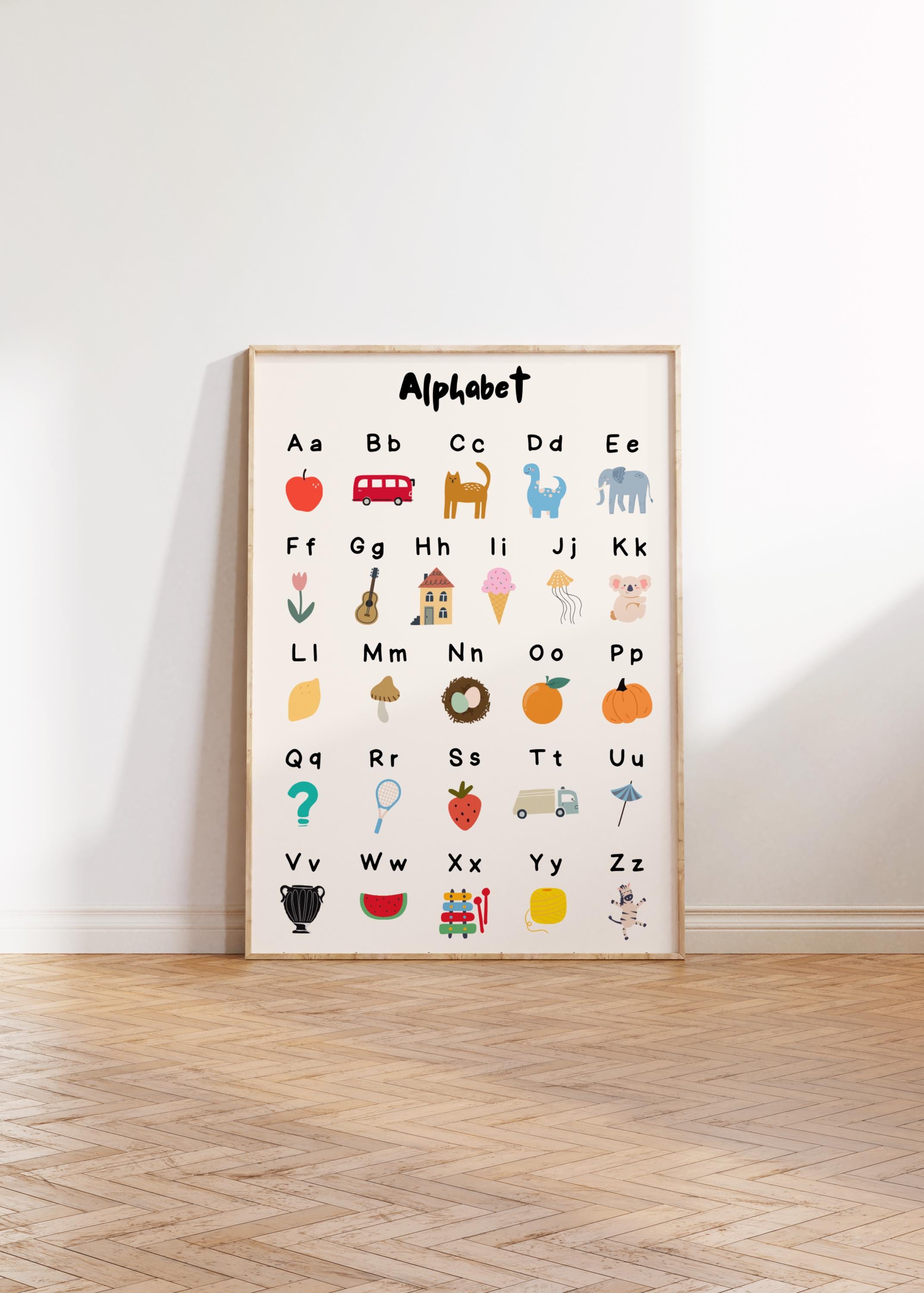 Alphabet Poster for Kids, ABC Wall Art Printable, Nursery & Playroom ...