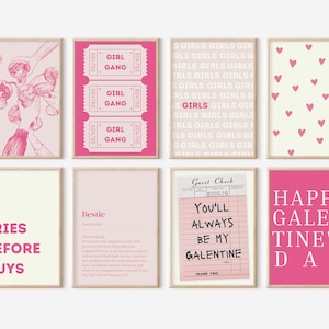 Set di 20 stampe per decorazioni per il giorno di San Valentino, decorazioni per la festa dei migliori amici di San Valentino, bundle di stampe di graziosi Bresties rosa da scaricare digitalmente