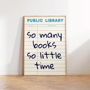 So viele Bücher-Druck, digitale Kunst-Download, niedliches Bibliothek-Karten-Dekor, buntes Retro-Plakat, trendiges Leseplakat, Buch-Liebhaber-Wandkunst