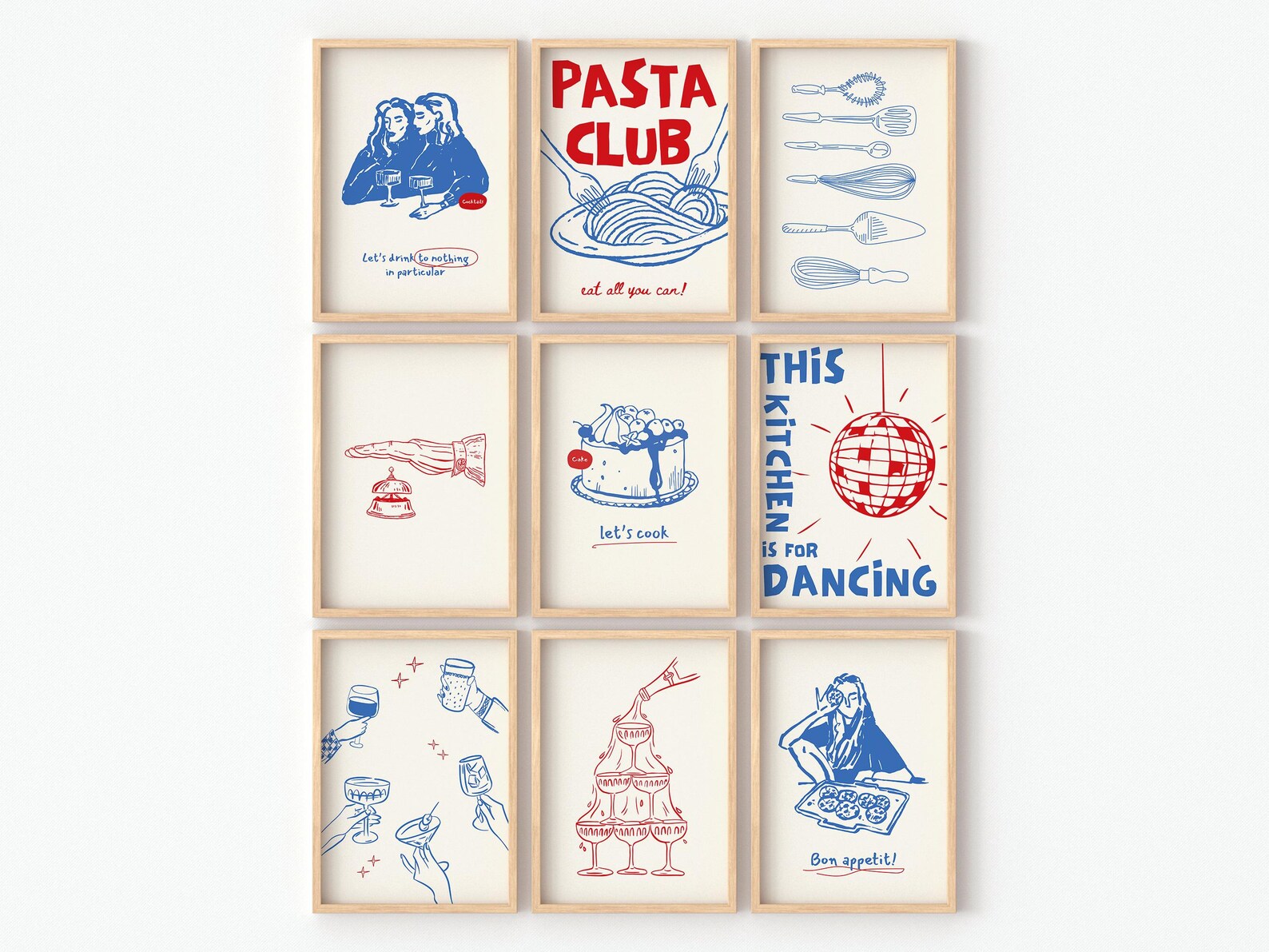 kitchen prints | 9 printables | trendy kitchen wall... Trendy Kitchen 12 Wall Art Mega Bundle, Cute Dining Room Wall Art, Food ...