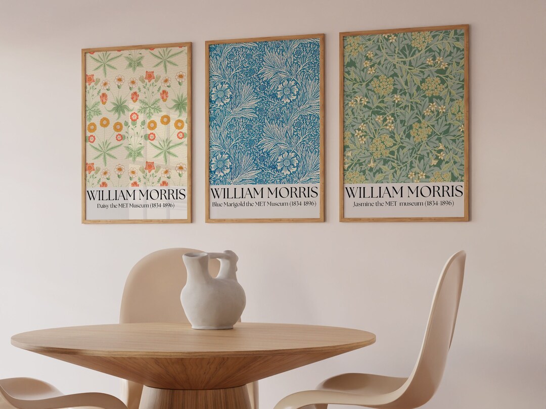 William Morris Art Print Set of 3, Exhibition Poster, Botanical Gallery ...