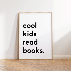 Bianco freddo per bambini leggere libri stampabili, libro di lettura per bambini, decorazione della parete della sala giochi, decorazione dell'aula, poster scolastico, decorazione della scuola, angolo di lettura