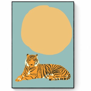 Cheetah Green Wall Art, Leopard Wall Art, Feline Print, Tiger Illustration, Printable Wall Art, Big Cat Print, Animal Print Jungle Art Print