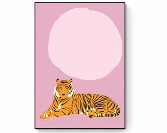 Gepard Poster, Rosa Leopard Kunstdruck, Boho Home Decor, Blush Pink Wandkunst, Dschungel Poster, Minimal Gepard Kunst, Tier Kunstwerk, Boho Poster