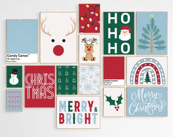 31 CHRISTMAS PRINTABLES, Bright Christmas Decorations, Maximalist Christmas Decor Retro Colorful Christmas Print Trendy Christmas Wall Decor