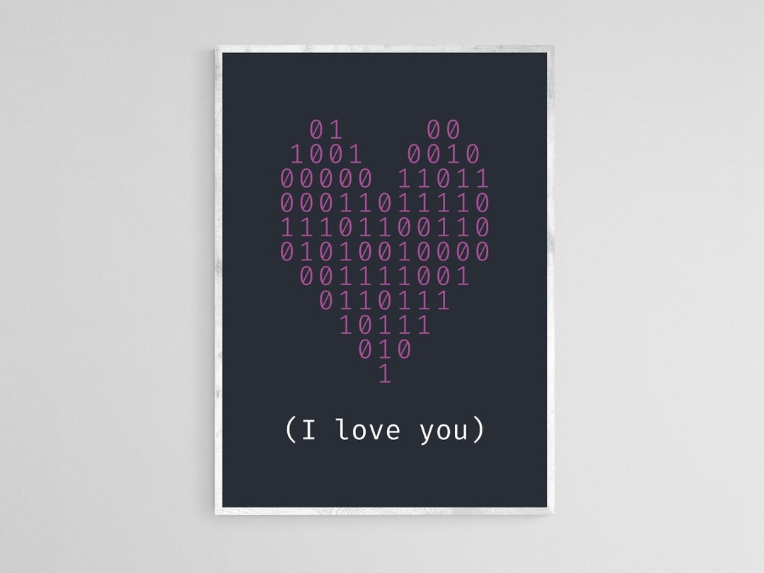 Binary Code I Love You Print, Computer Science Art Printable, Valentine ...