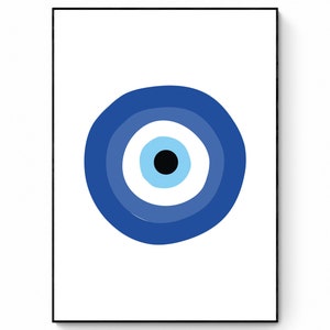 Evil Eye Print, Blue Evil Eye, Greek Evil Eye, Turkish Evil Eye Art, Printable Evil Eye, Wall Art Prints, Minimal Poster Art, Nazar Poster