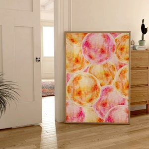 Pink and Orange Disco Ball Print, Trendy Preppy Decor, Girly Dorm Room Decor, Bachelorette Bar Art, Maximalist Decor, Trendy Bar Cart Poster