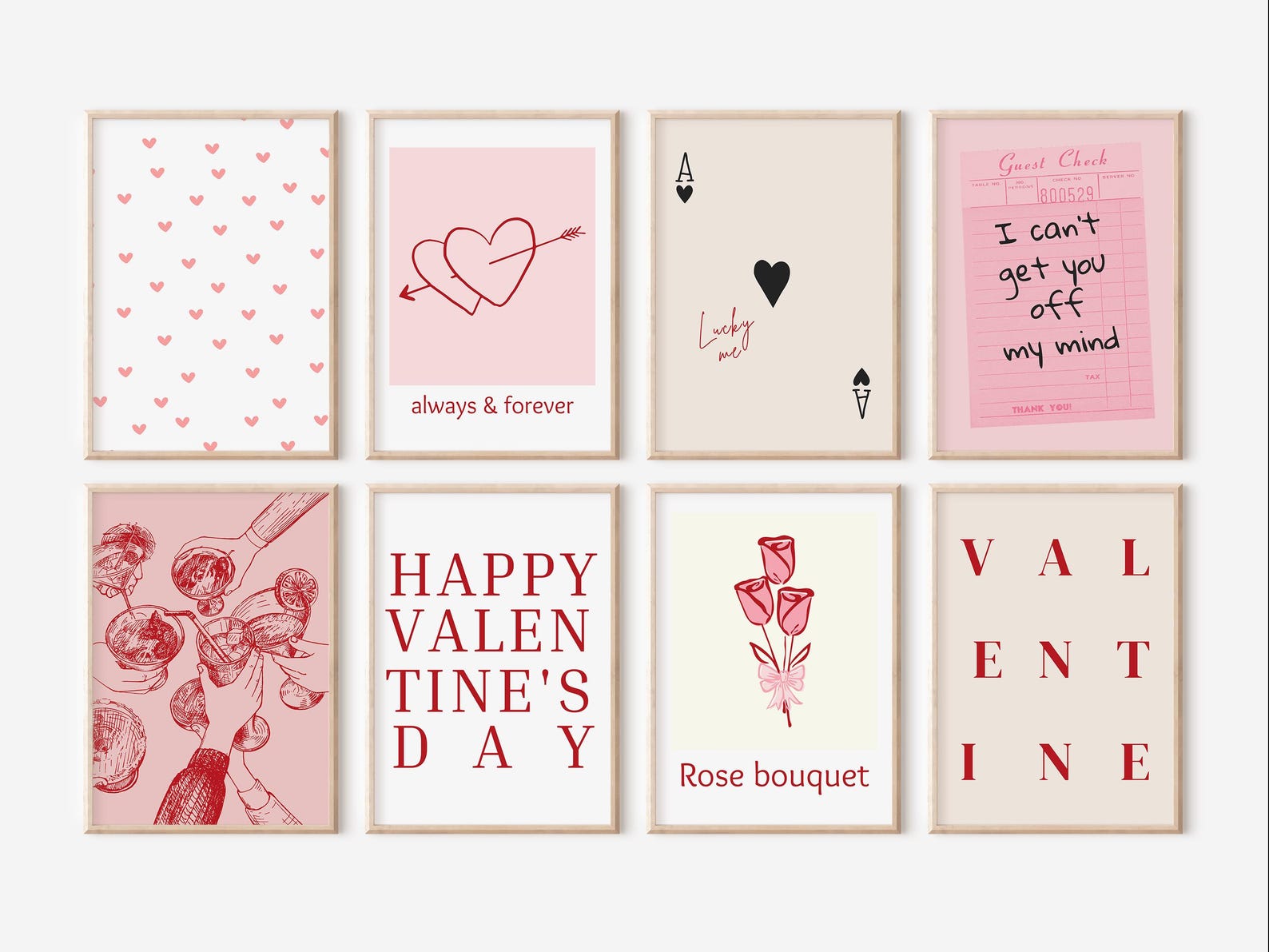 Valentine Day Decor Set of 28 Printables, Valentines Party Decor, Retro