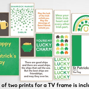 St.Patricks Day Set Of 12 Printables + 2 Frame TV Art, Trendy Modern St Patrick&#39;s Day Home Decor, St Patricks Wall Art, Digital Download