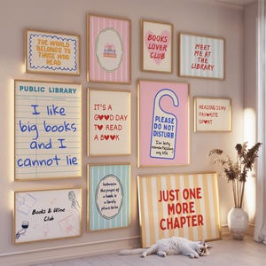 Trendy Book Lover Wall Art Mega Bundle, Cute Book Club Decor, Book Lover Gift, Bookish Wall Art, cozy reading corner, Literary Reading Quote