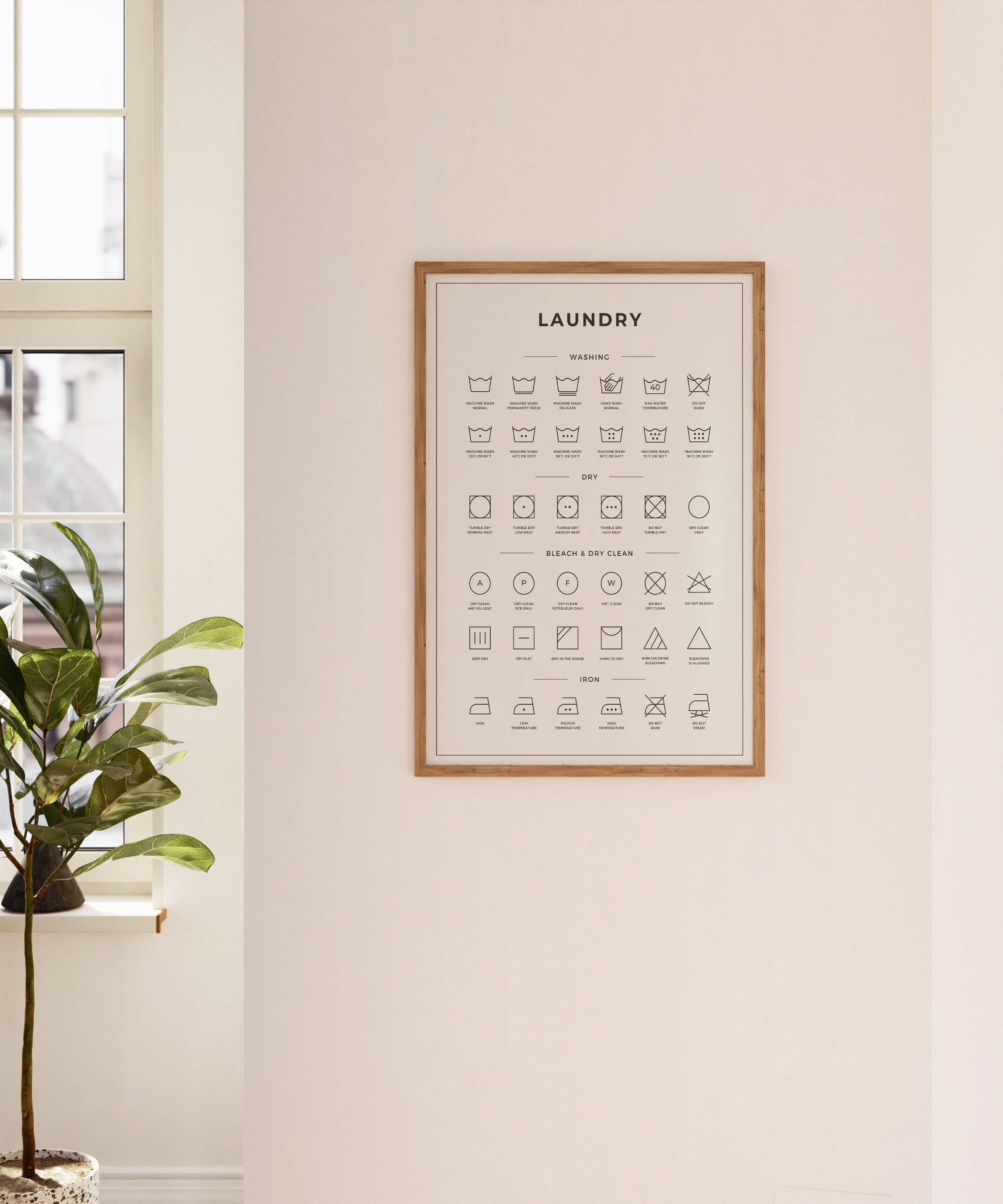 Laundry Room Care Guide Print, Printable Laundry Symbols Art, Stain ...