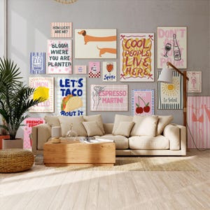 Gallery Wall Art Set Dopamine Bundle, dorm room decor, Trendy Digital Prints, Maximalist Poster Mega Bundle, Preppy Poster, Y2K Room Decor