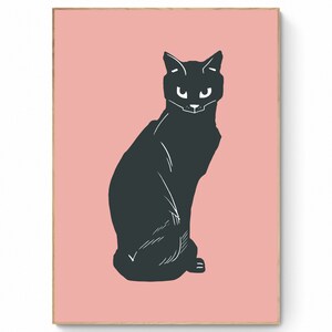 Black Cat Print, Cat Wall Decor, Cat Lover Gift, Black Cat Portrait, Modern Art Print, Abstract Cat Art, Cat lover prints,
