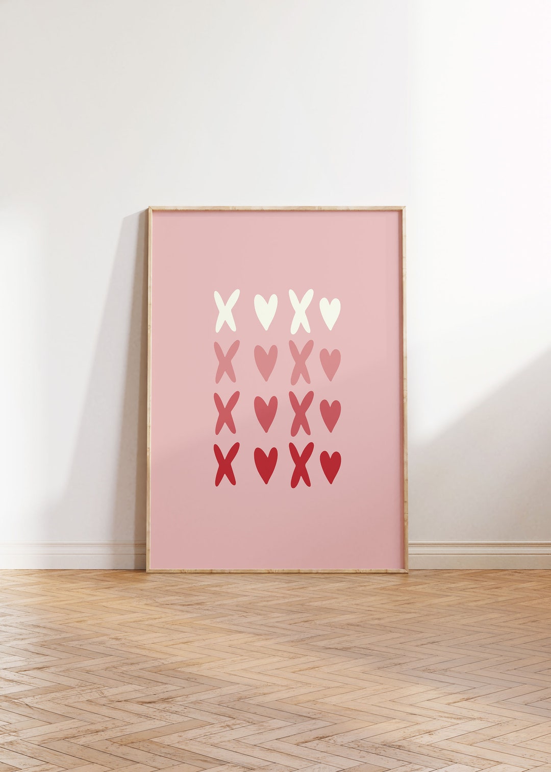 Xoxo Print, Pink and Red Wall Art, Romantic Wall Art, Valentines Day