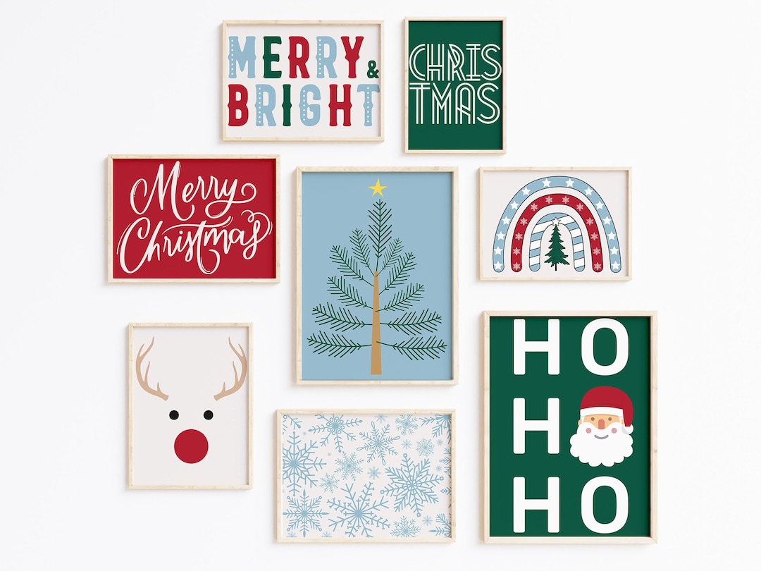 Colorful Christmas Set of 31 Printables, Christmas Decor, Retro ...