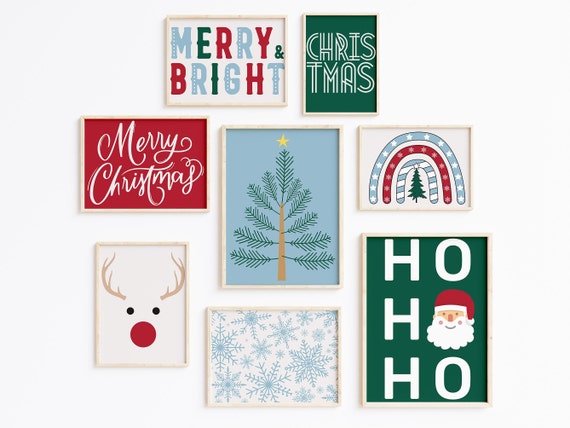 Colorful Christmas Set of 31 Printables, Christmas Decor, Retro Christmas Print, Modern Christmas Print Trendy Christmas Wall Art xmas print