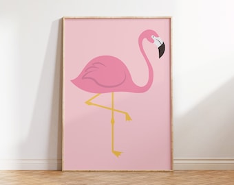 flamingo printable wall art, Hot Pink flamingo Art Print, Pink Jungle Poster, Minimal Art, Modern Wall Art, bird art, boho trendy decor