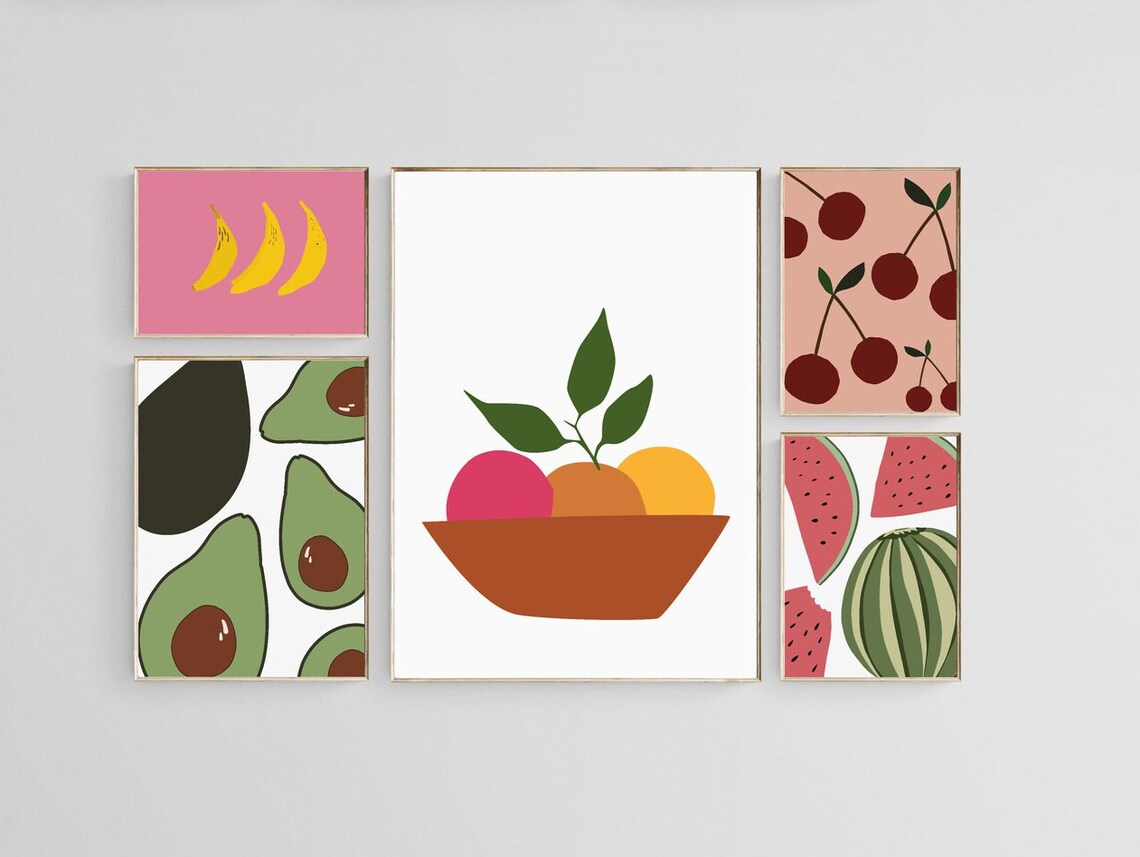 Boho Kitchen Wall Decor Kitchen Gallery Wall Art Set of 9 Etsy