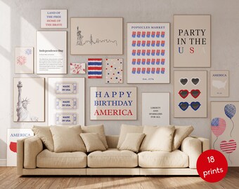 4th of july decor mega bundle set of 18 PRINTABLES, fourth of july decorations, fourth of july printable wall art, Memorial Day Art Prints