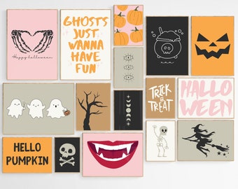 Retro Halloween Decor, 20 Halloween Printables & Frame TV Art, Halloween Home Decor, Colorful Halloween Prints, Halloween Wall Art