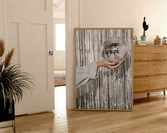Disco Ball Print, Trendy Preppy Decor, Girly Dorm Room Decor, Bachelorette Bar Art, Maximalist Decor, Trendy Wall Art Prints, Bar Cart Decor