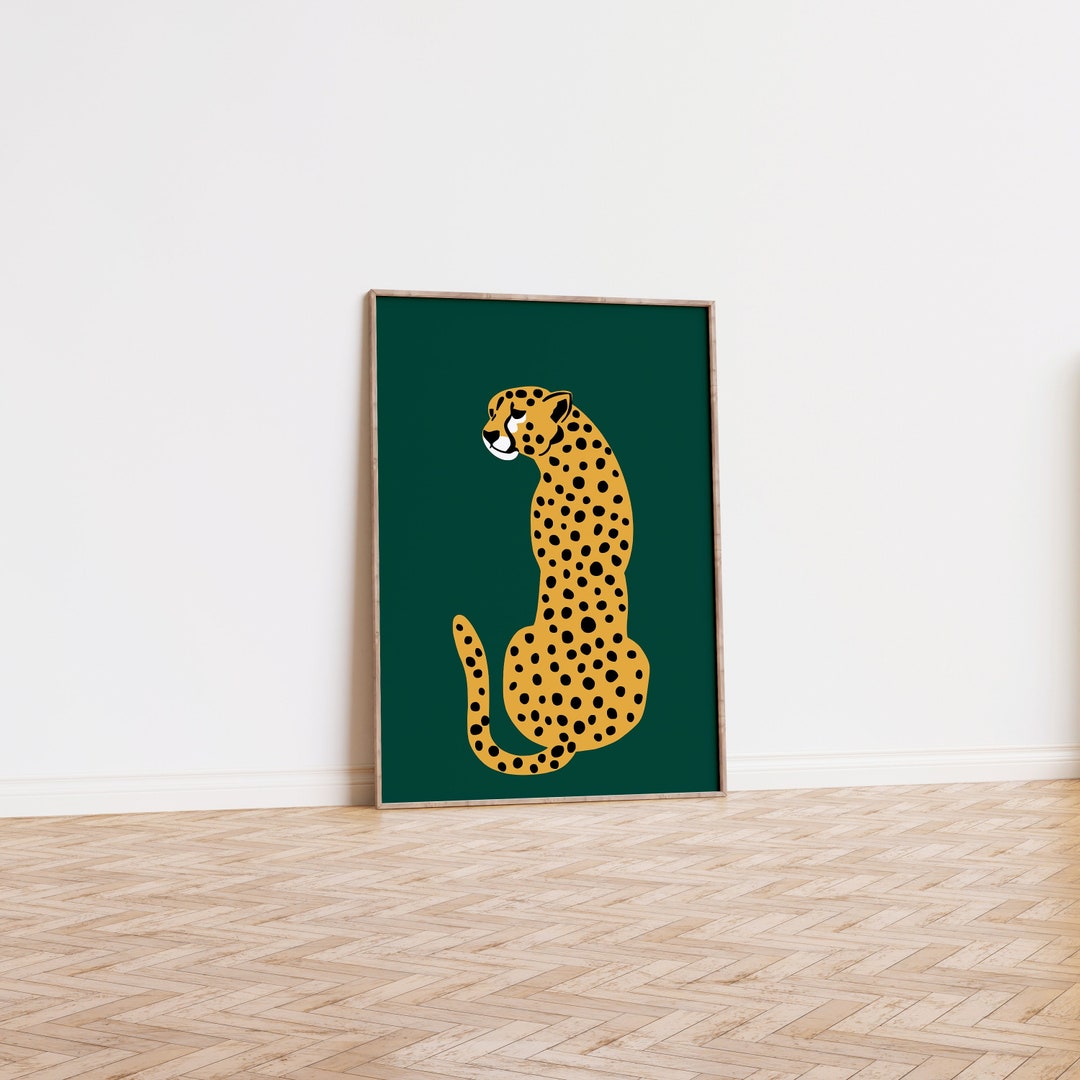 Cheetah Green Wall Art Leopard Wall Art Feline Print Tiger - Etsy