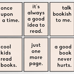 Juego de 6 imprimibles de libros de lectura, póster de libro de lectura, decoración de pared de sala de juegos, decoración de aula, decoración de rincón de lectura, pósteres de biblioteca, impresión de librería